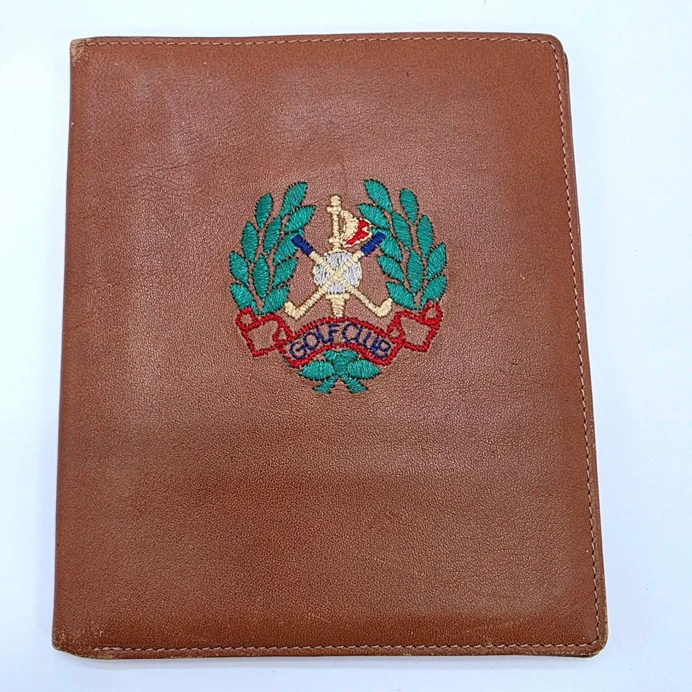 Gotta Golf Mens Brown Leather Bifold Wallet Embroidered Crest Coin Pocket